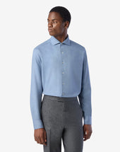 Shirt Azzurra In Flanella Di Cotone
