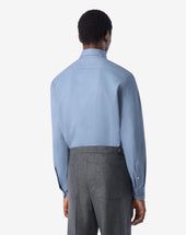 Shirt Azzurra In Flanella Di Cotone