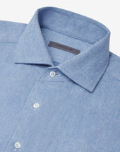 Shirt Azzurra In Flanella Di Cotone