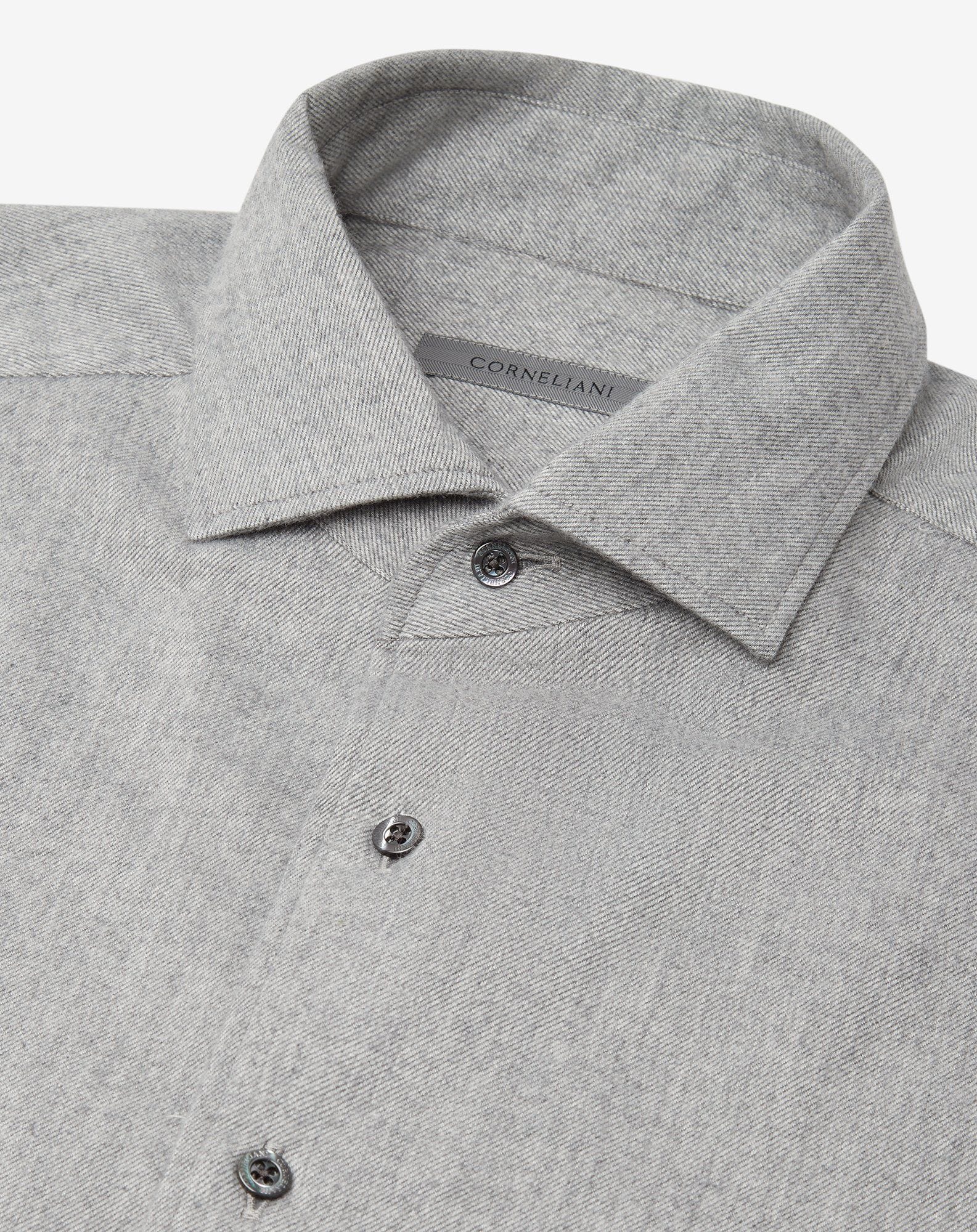 Shirt grigio chiaro in flanella di cotone