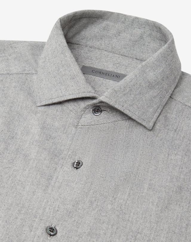 Shirt grigio chiaro in flanella di cotone