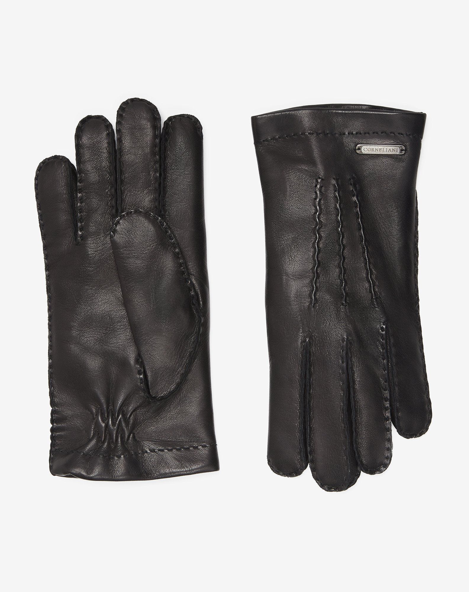 Gloves neri in nappa e cashmere