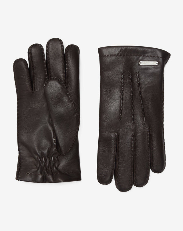 Gloves marrone testa di moro in nappa e cashmere