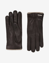 Gloves marrone testa di moro in nappa e cashmere