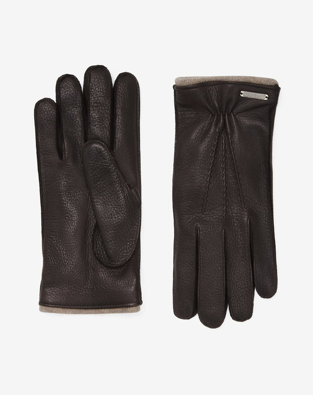 Gloves marrone testa di moro in nappa e cashmere