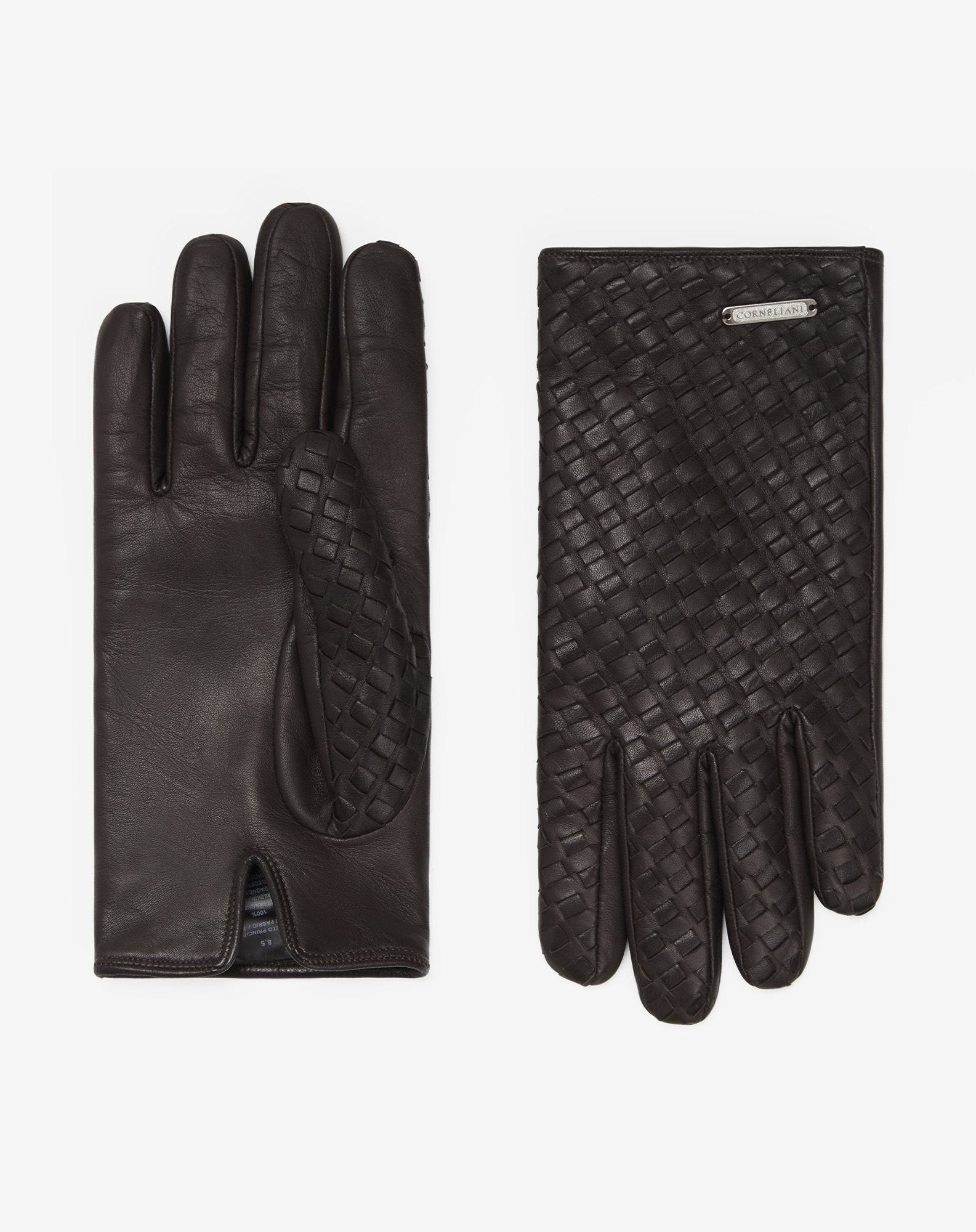 Gloves marrone testa di moro in nappa intrecciata