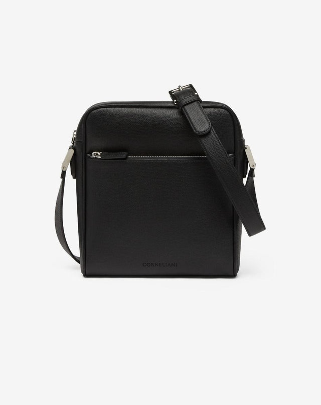 Bag A Tracolla Nera In Pelle Con Texture