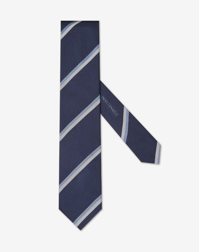 Tie blu in seta jacquard regimental