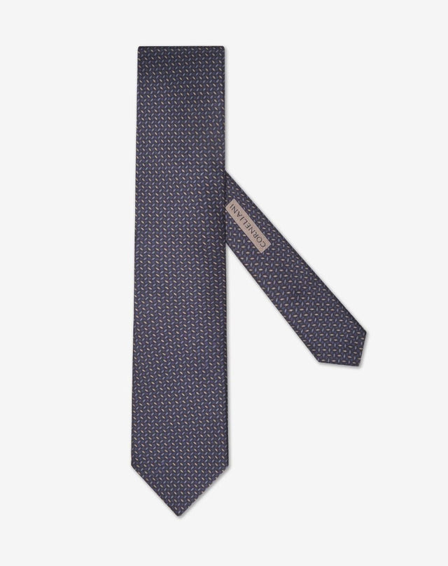 Tie blu in seta stampa su raso
