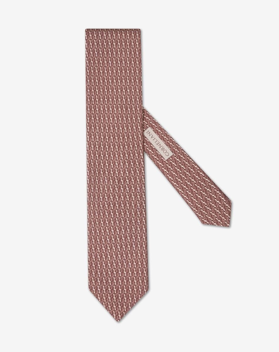 Tie marrone stampa twill di seta