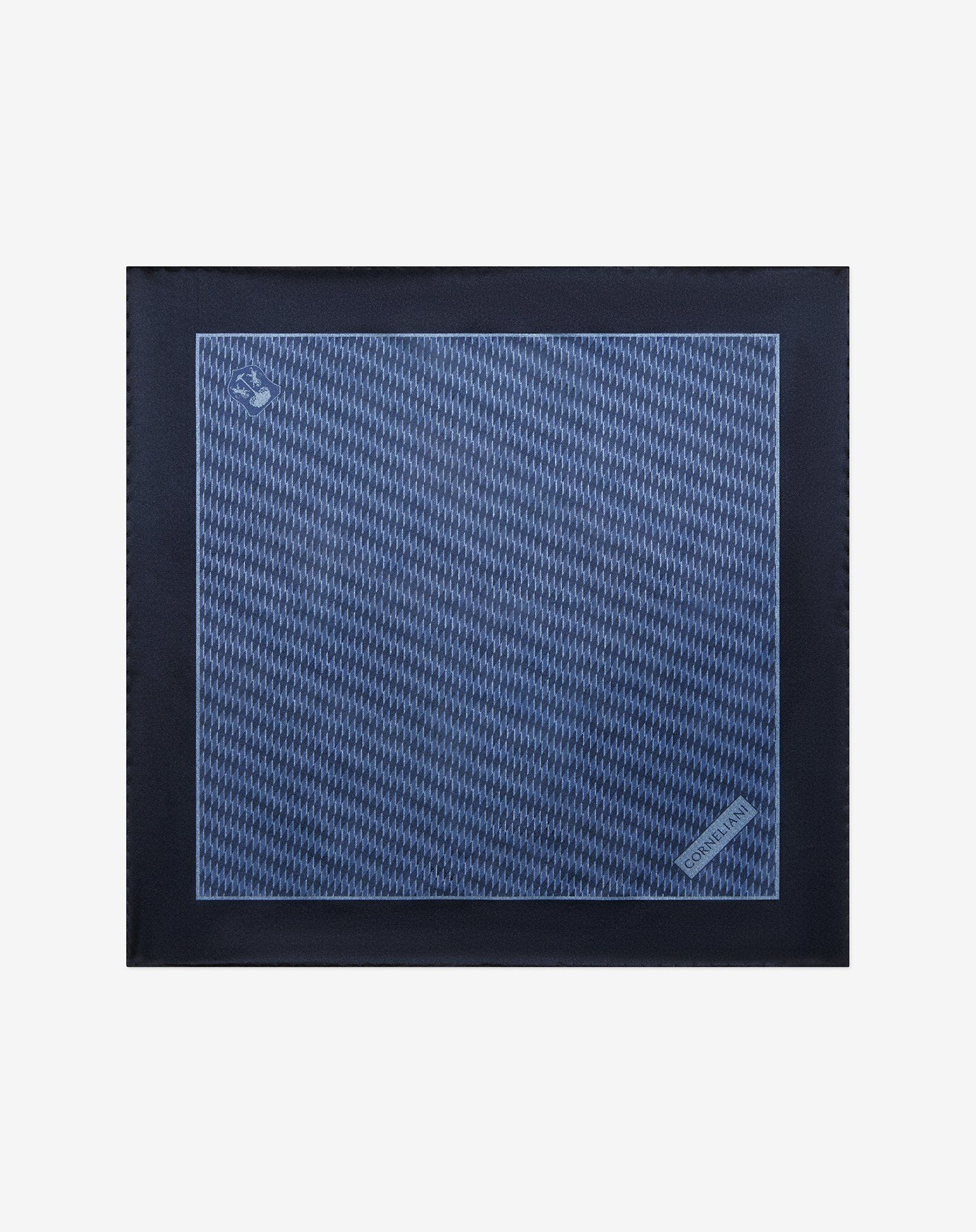 Pochette blu navy in raso di pura seta