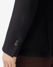 Jacket Nera In Lana Effetto Jersey