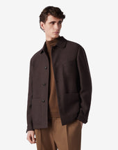 Jacket Sfoderata In Lana Effetto Sweater