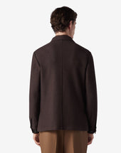 Jacket Sfoderata In Lana Effetto Sweater