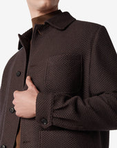 Jacket Sfoderata In Lana Effetto Sweater