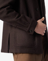 Jacket Sfoderata In Lana Effetto Sweater