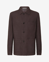 Jacket Sfoderata In Lana Effetto Sweater