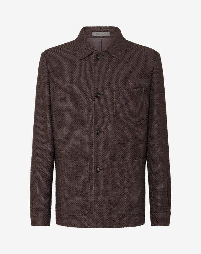 Jacket Sfoderata In Lana Effetto Sweater