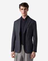 Jacket Navy In Twill Di Lana