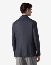 Jacket Navy In Twill Di Lana