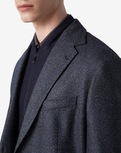 Jacket Navy In Twill Di Lana