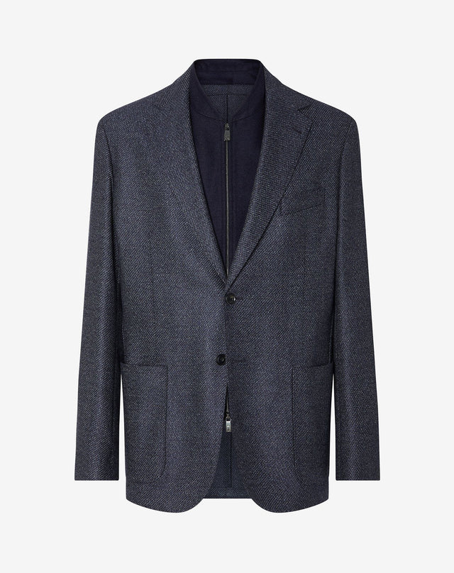 Jacket Navy In Twill Di Lana