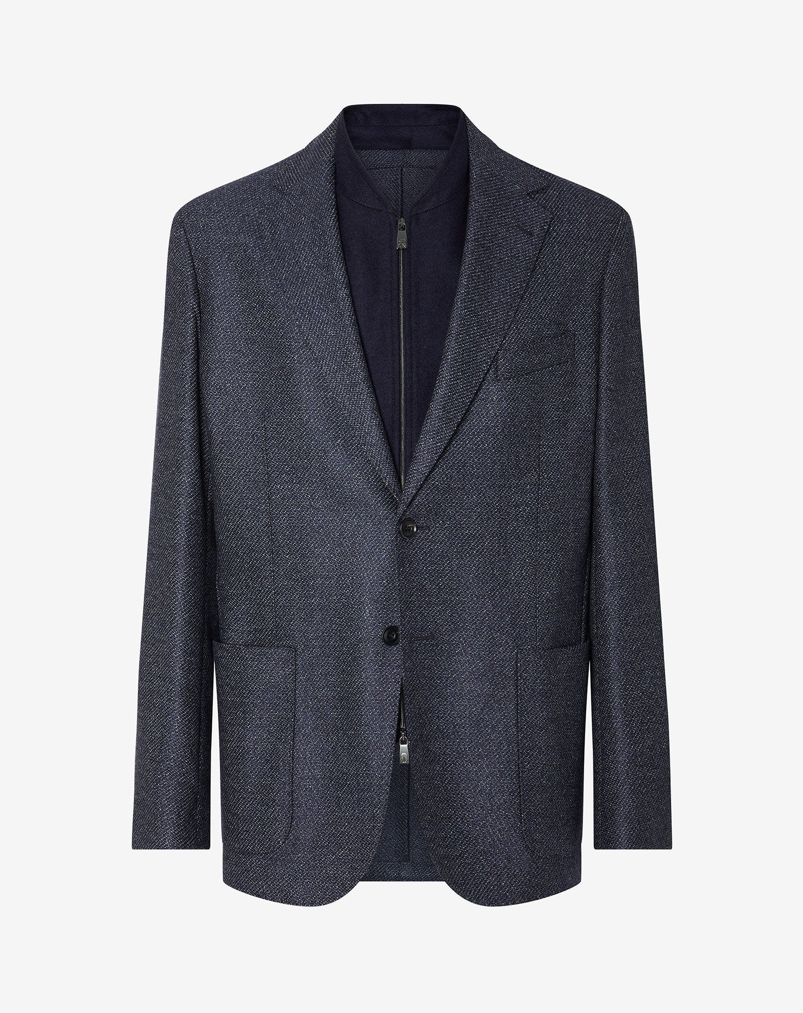 Jacket blu navy in twill di lana