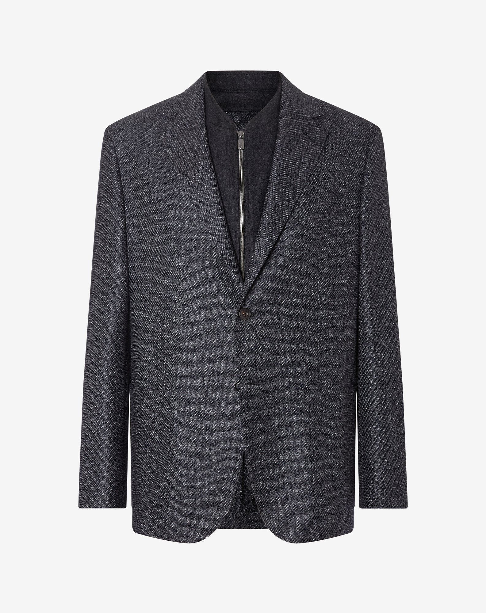 Jacket grigio melange in twill di lana