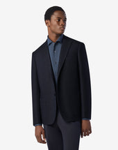 Jacket Navy In Twill Di Puro Cashmere