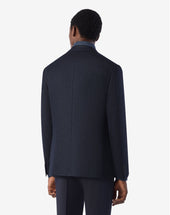 Jacket Navy In Twill Di Puro Cashmere