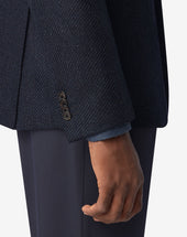 Jacket Navy In Twill Di Puro Cashmere