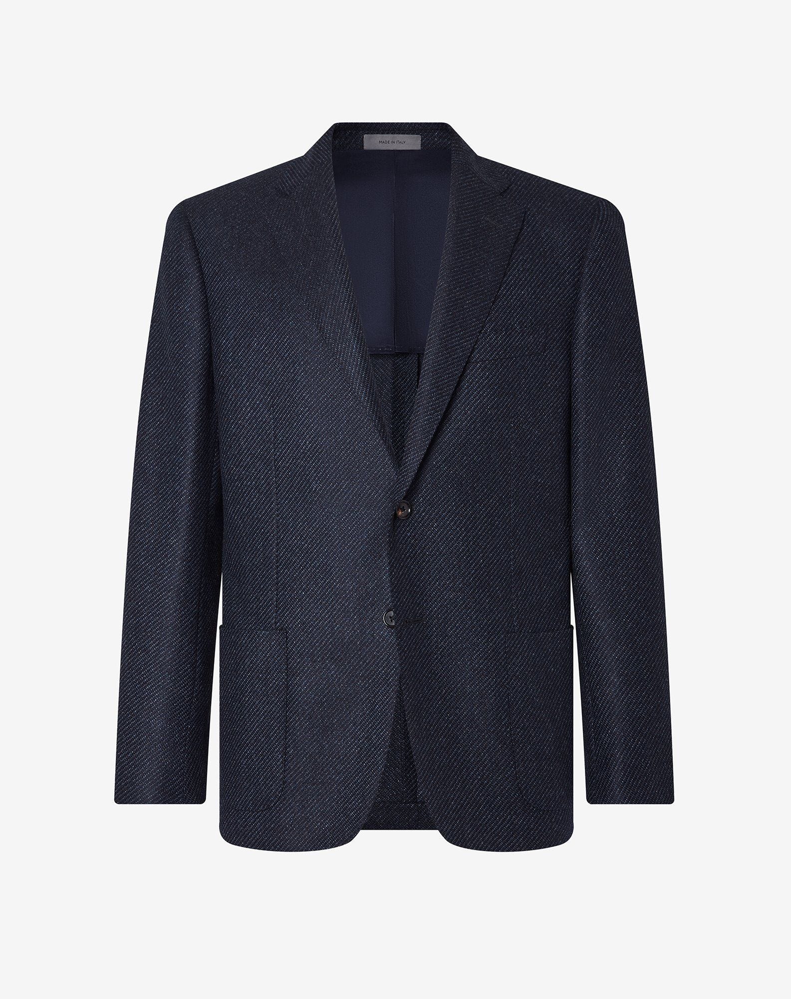 Jacket Navy In Twill Di Puro Cashmere
