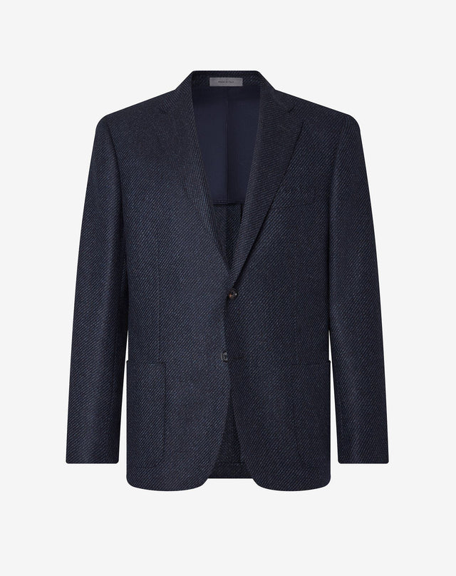 Jacket blu navy in twill di puro cashmere