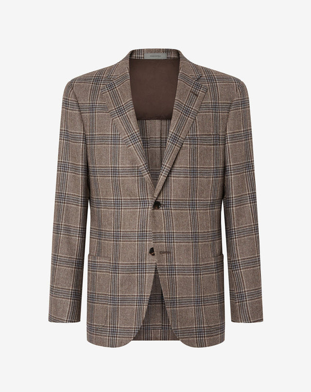 Jacket nocciola in lana principe di Galles