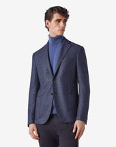 Jacket Denim In Pura Lana Microeffetto
