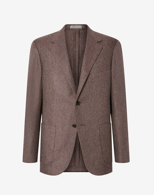 Jacket marrone in lana pettinata