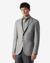 Jacket Chiaro In Lana Spina Di Pesce