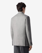 Jacket Chiaro In Lana Spina Di Pesce