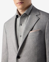 Jacket Chiaro In Lana Spina Di Pesce