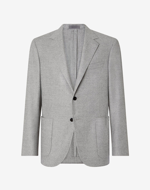 Jacket grigio chiaro in lana spina di pesce