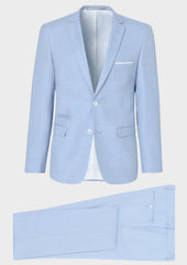 Costume 2 Pi Ces Slim En Laine Unie Bleu Ciel