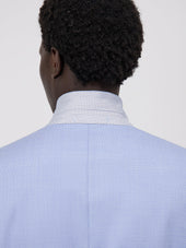 Costume 2 Pi Ces Slim En Laine Unie Bleu Ciel