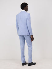 Costume 2 Pi Ces Slim En Laine Unie Bleu Ciel