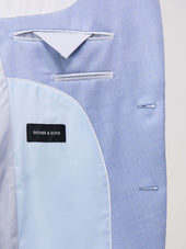 Costume 2 Pi Ces Slim En Laine Unie Bleu Ciel
