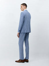 Costume 2 Pi Ces Slim En Laine Et Coton Bleu Azur