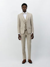 Costume 2 Pi Ces Slim En Laine Stretch Beige