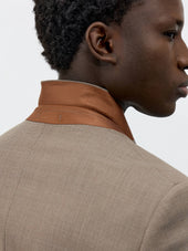 Costume 2 Pi Ces Slim En Laine Et Soie Beige Fonc