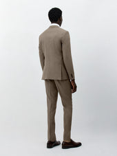 Costume 2 Pi Ces Slim En Laine Et Soie Beige Fonc