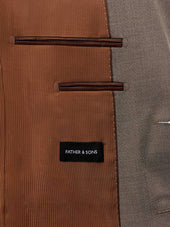 Costume 2 Pi Ces Slim En Laine Et Soie Beige Fonc
