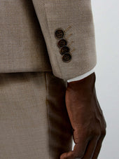 Costume 2 Pi Ces Slim En Laine Et Soie Beige Fonc